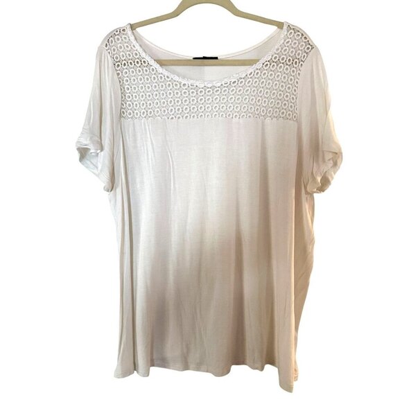 Lane Bryant Womens Top White Eyelet Lace Short Sleeve Size 18 20 - Picture 2 of 2
